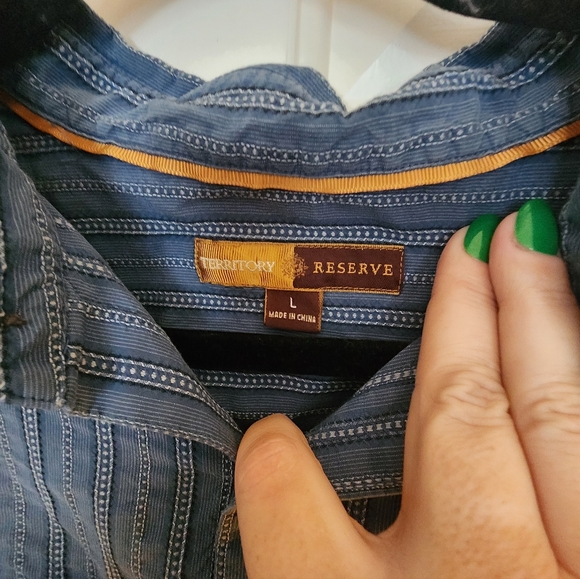 The Territory Ahead Reserve Silk Collared Button Shirt Size Large Blue - Picture 6 of 9